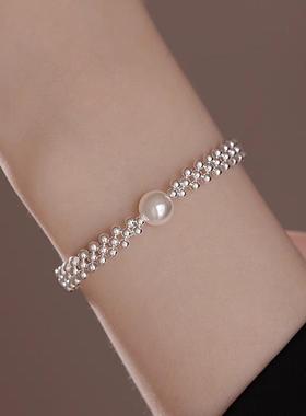 编织珍珠手链女款2024年新款仿天然珍珠叠戴手串轻奢小众精致手饰