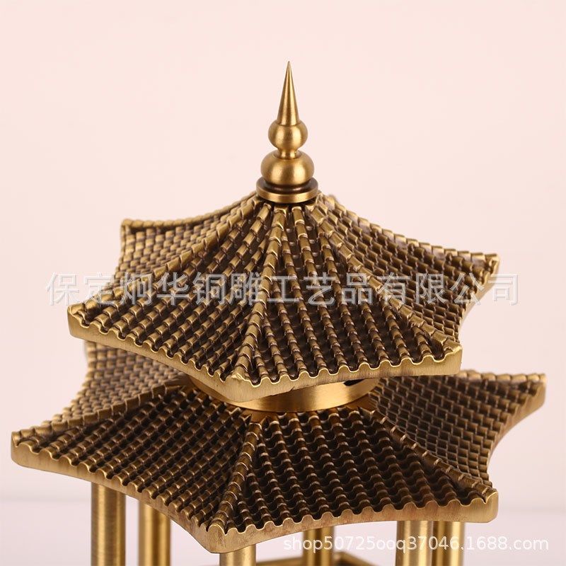 凉亭香炉禅意古亭香薰炉摆v件黄铜香薰炉家居办公室装饰工艺品礼,特色手工艺,其他特色工艺品,淘宝优惠券,粉丝福利购,淘宝优惠卷