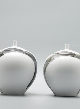 现代新中式创意手绘陶瓷储物罐摆件玄关样板房客厅电视柜酒柜摆设