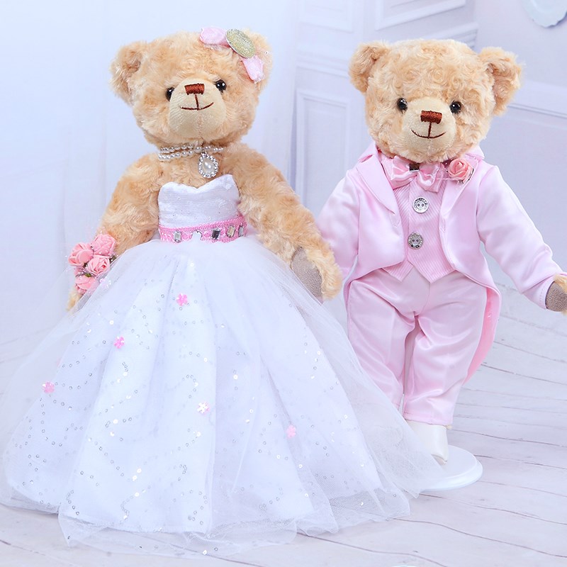 情侣娃娃一对婚纱熊婚车压床婚庆娃娃结婚熊公仔礼品X一对毛绒玩