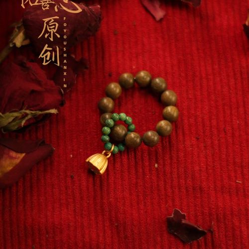 佛佑善心天然绿檀木手捻绿松石檀香指尖文玩绕指柔佛珠念珠情侣款