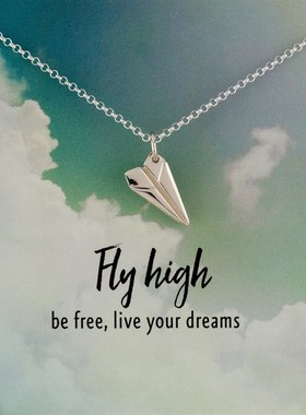 【纸飞机项链】女纯银925情侣锁骨链送女友情人节礼物 简约个性