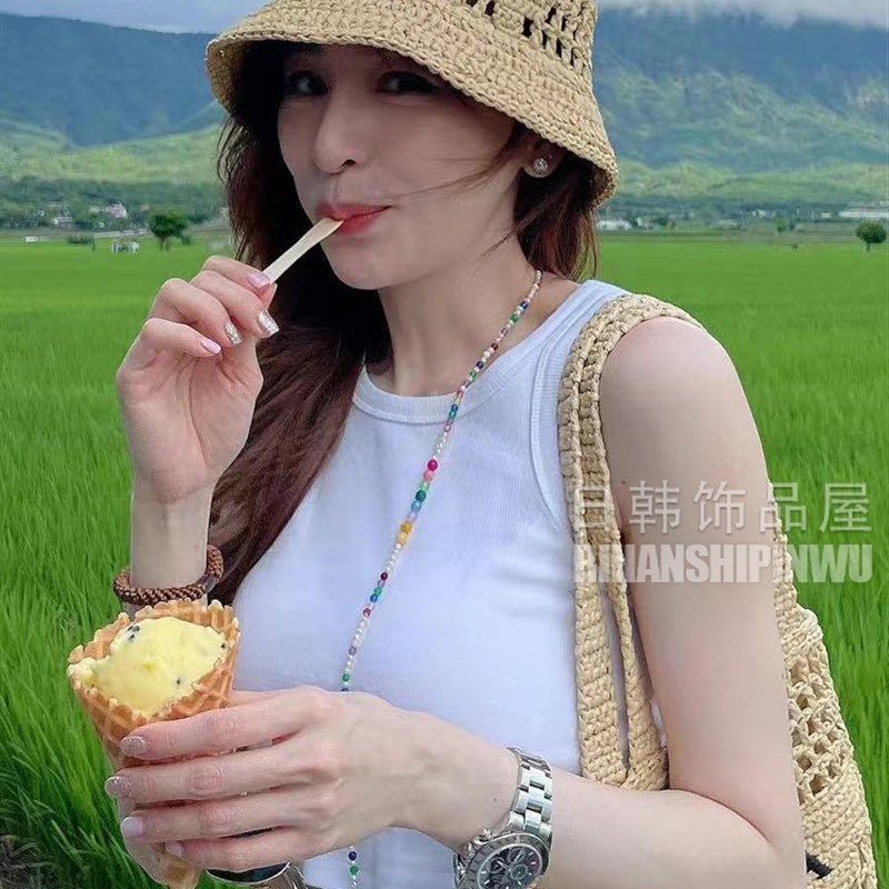 眼镜链彩色串珠墨镜链子链条口罩链挂绳夏日多巴胺饰品女挂脖时尚