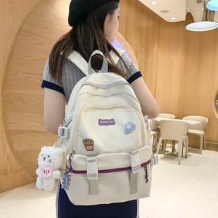 书包韩版大容量小清新女生潮流双肩包初中高中生时尚百搭轻便背包