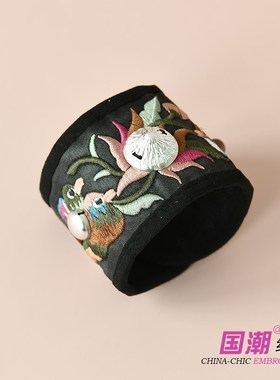 斜跨民族风刺绣花护腕复古手环休闲饰品手镯女士表演装饰手链百搭