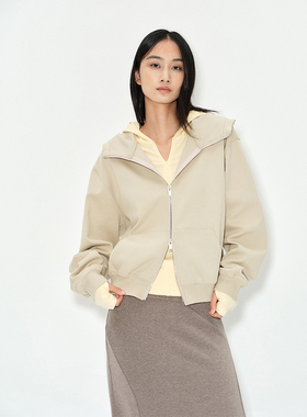 ROLLINGAGE 双开拉链连帽宽松卫衣挺阔休闲感宽松外套上衣