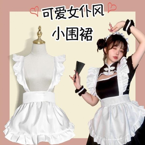 旗袍围裙风动漫厨娘中华娘洛丽塔小女仆中华娘围裙围兜围裙中华娘