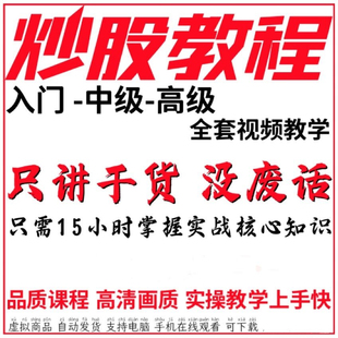 2025新手炒股视频教程股票游资悟道心法股市入门技术分析培训网课