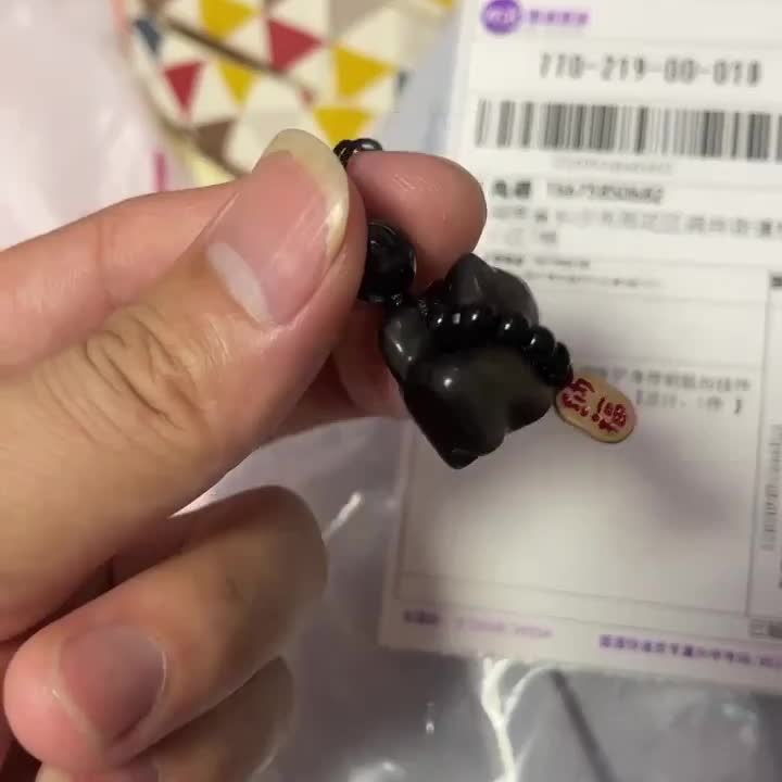 可爱银耀石翘尾猫咪护身符钥匙扣包包汽车配饰手机链招财挂件