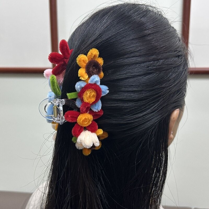 夏日海边出片仙女发夹纯手工扭扭花抓夹垫高颅顶后脑勺蓬松定型夹