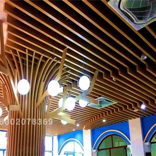 铝条天花凹槽铝方通吊顶铝管吊顶型材铝条方通木纹色幕墙方管挂片