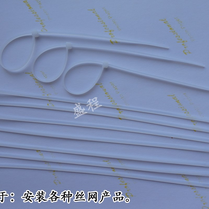 白色塑料自锁式尼龙扎带封条卡扣束线带捆电线固定安装铁丝网专用