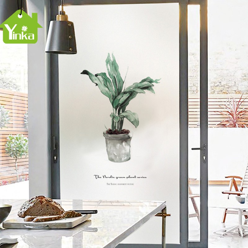 定制手绘透光不透明玻璃贴纸卫生间卧室阳台窗户遮光磨砂贴膜清新