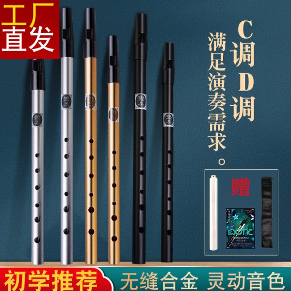 竖笛新款c调调专业级六孔笛爱尔兰哨高音质金属笛子初学者小乐器D