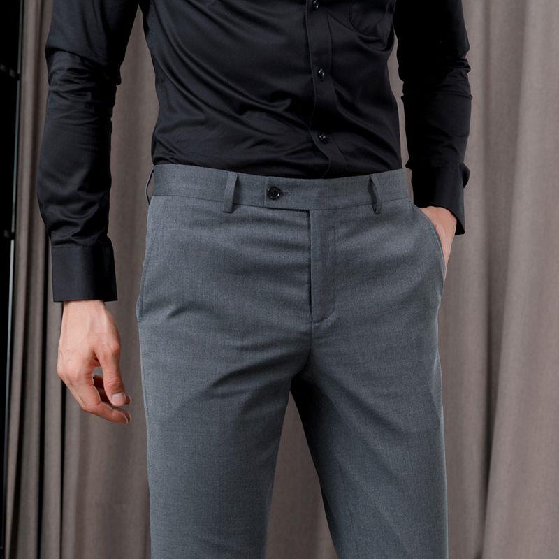 西裤男微弹修身灰色西服裤子商务休闲正装男士黑色秋季韩版西装裤