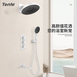 预埋家用淋浴白 鼎菲暗装 花洒套装 入墙式 恒温镜雨精铜嵌入隐O藏式