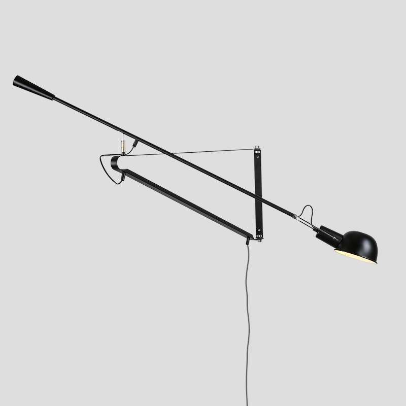 北欧设计师客厅壁灯工业风复古大厅长杆伸缩简约大气极简flos墙灯