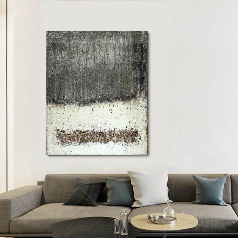 纯手绘油画现代简约抽象装饰画卧室立体肌理挂画家居样板房壁画