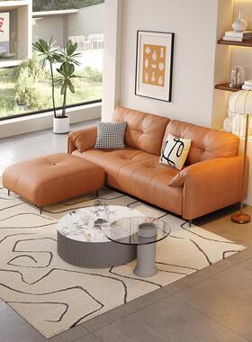 dde奶油风沙发小户型客厅猫爪皮布双人位三人简约