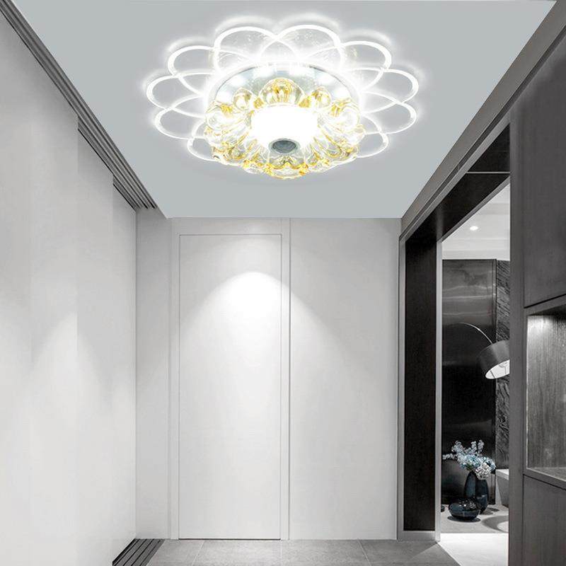 2024新款人体红外感应led水晶过道玄关灯吸顶灯入户门厅智能灯