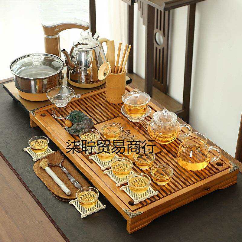 茶盘茶具一整套带烧水套装家用全自动整套功夫办公室一体茶台实木