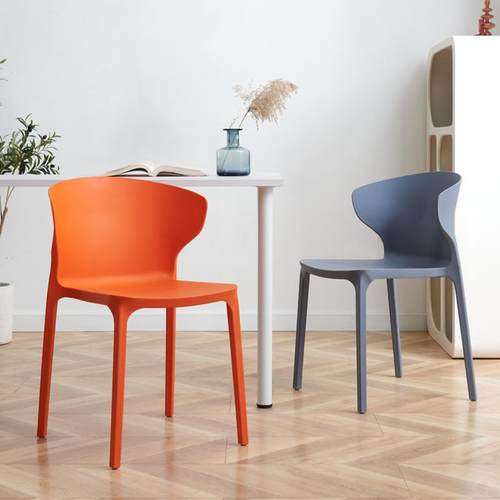 现代简约餐椅北欧家用椅子网红塑料休闲椅加厚成人靠背凳子办黄一