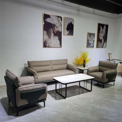 办公沙发现代简约商务会客区接待室沙发三人位办公室沙发茶几组合