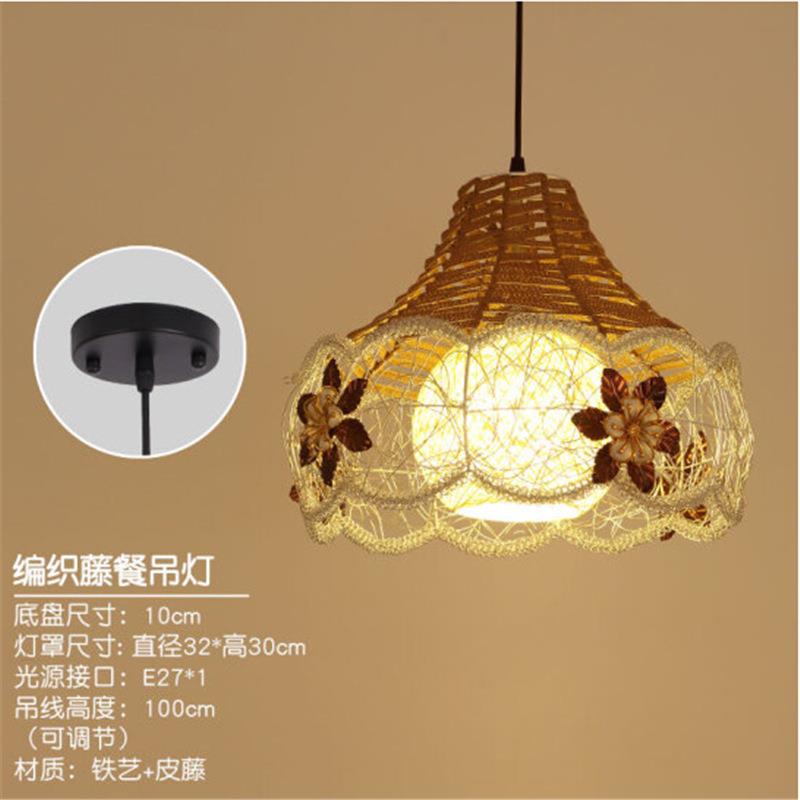 上饶市创意藤艺东南亚风格民宿吊灯新中式手工竹编草帽吊灯客厅灯