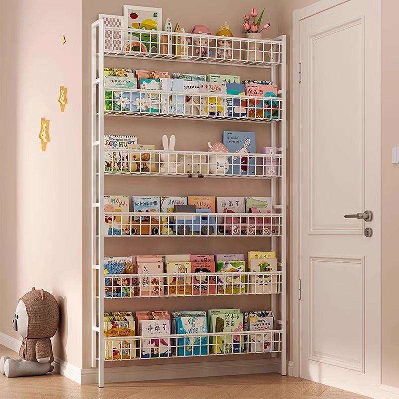 厨房门后置物架落地免打孔壁挂书架铁艺架子墙上省空间超薄收纳架