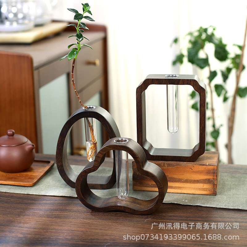 黑檀木花插茶道配件小摆件复古茶道装饰插画器皿实木精品小花器