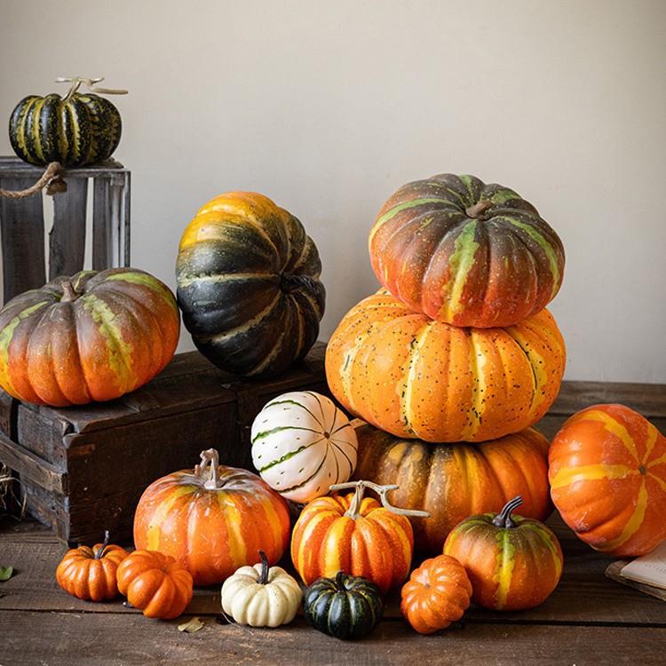 彷真南瓜假蔬菜水果道具模型摆件万圣节商场橱窗秋天装饰场景布置