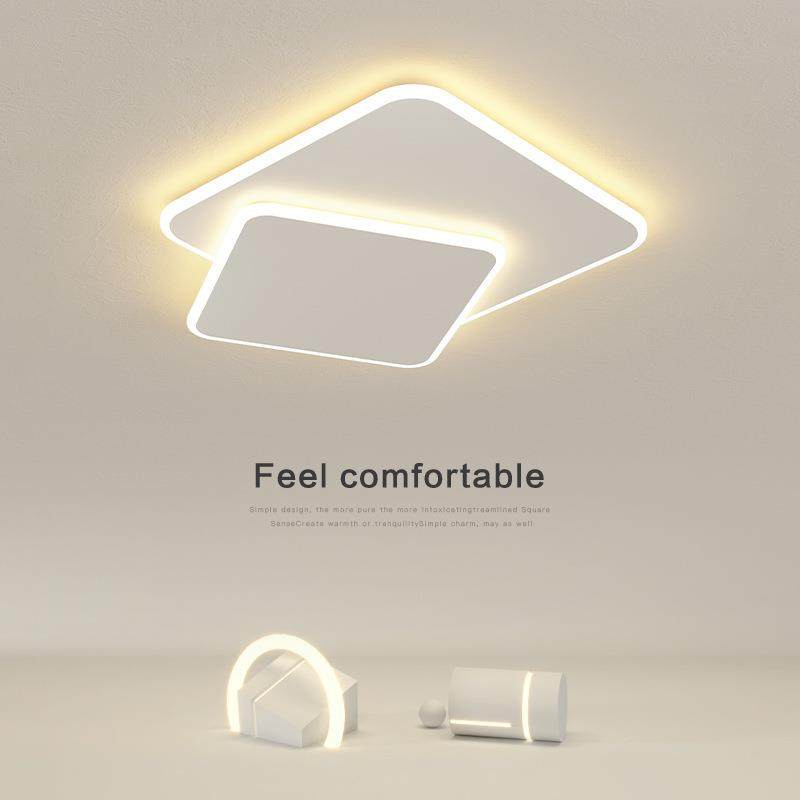 简约卧室灯超薄吸顶灯北欧创意个大气方形灯具房间书房极简灯具