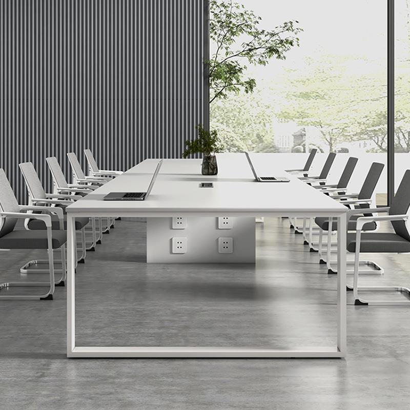 会议桌长桌简约现代白色小型员工培训接待办公桌椅组合工作室条桌