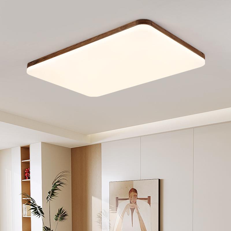 黑胡桃实木卧室吸顶灯新中式灯具圆形超薄现代简约房间主卧灯