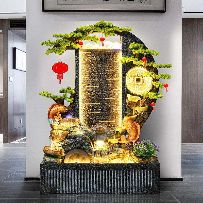 水幕墙流水屏风玄关假山喷泉循环水景装饰风水轮客厅花园落地摆件