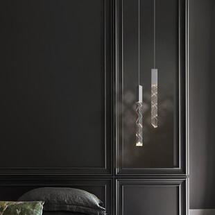 轻吊灯水晶旋转客厅楼梯北欧复式水晶灯奢长空别墅吧台简约挑餐厅