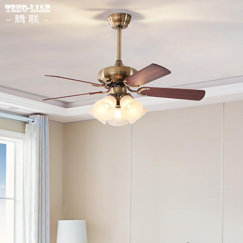 简约美式电风扇现代简约餐厅吊灯客厅吊扇灯北欧卧室饭厅吊扇灯具