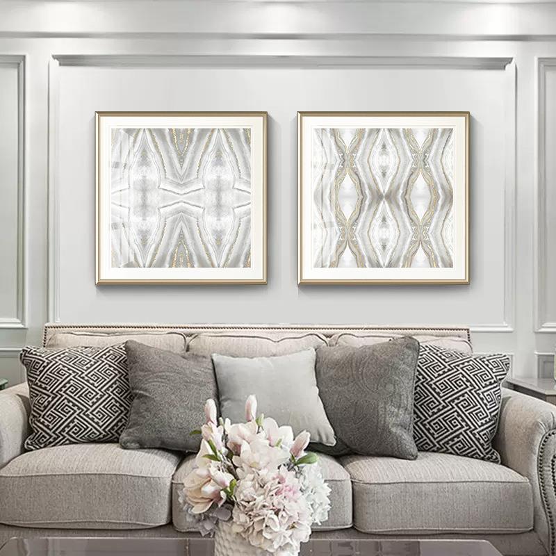 实木边框客厅装饰画抽象现代简美挂画轻奢卧室床头美式沙发墙壁画