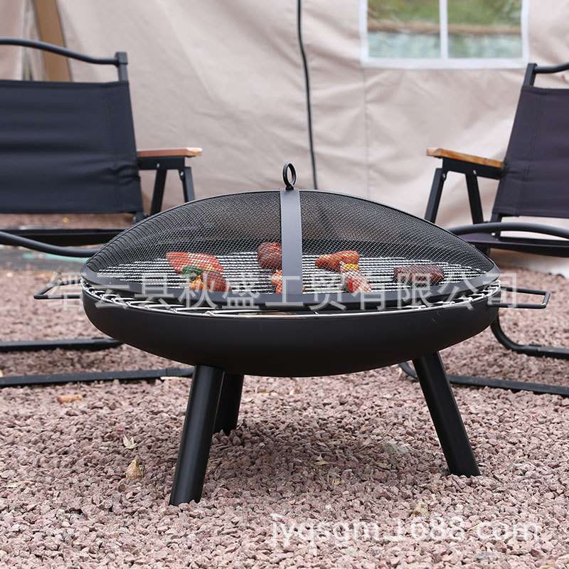 火盆室内炉子篝火盆围炉煮茶火炉无烟带盖烧烤炉圆形木炭简约