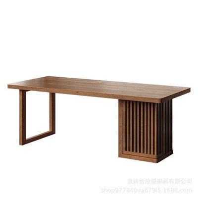 新中式书房写字台桌客厅多人位接待泡茶桌书案台自然实木美术桌