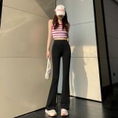 新款 加绒高腰显瘦黑色收腹瑜伽微喇裤 微喇鲨鱼裤 女外穿春秋冬季