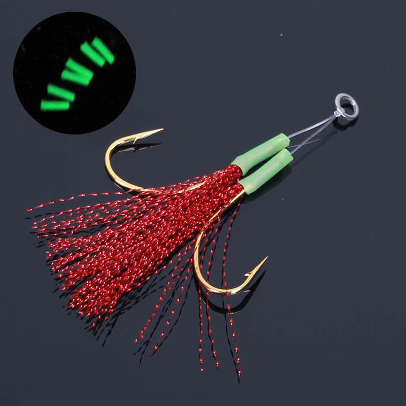 绑鱼线红丝金丸世夜光钩 海钓防丢铁板金钩 歪嘴鱼钩26号28号30号