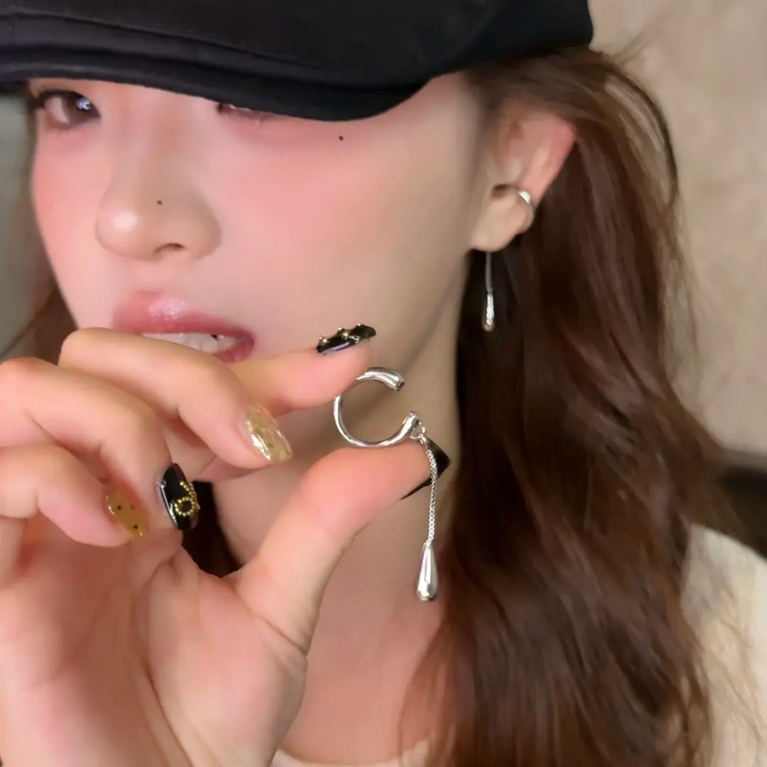 【下单立减30】铜合金耳饰ins冷淡风百搭简约长款流苏链条水滴HX