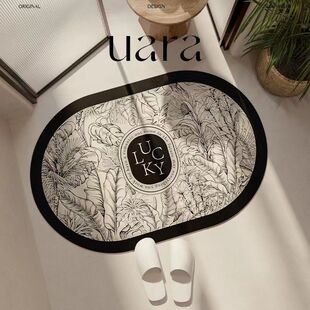 北欧轻奢复古风浴室吸水地垫厨房卫生间门口防滑门垫洗手台前脚垫