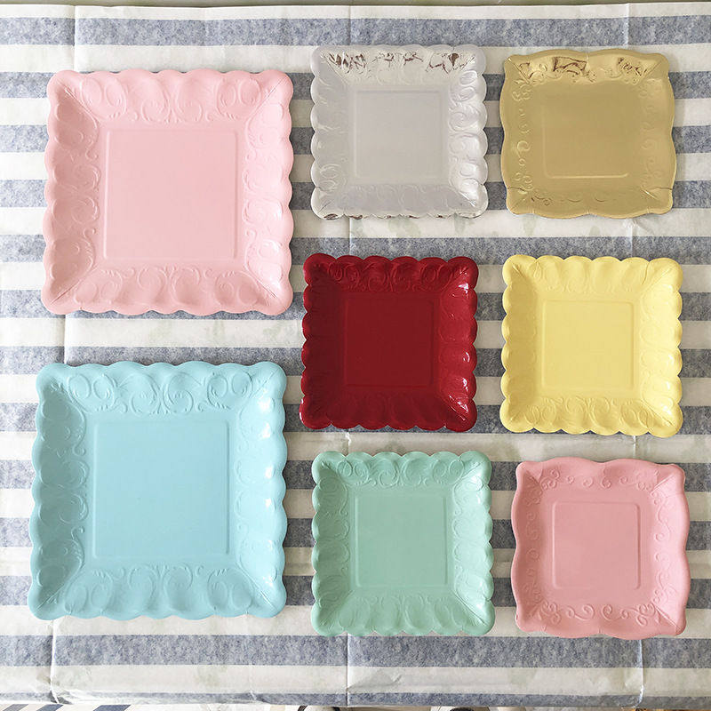 加厚一次性盘子烫金彩色大纸盘派对果盘水果甜品台蛋糕小盘下午茶,餐饮具,可降解餐具/环保餐具,淘宝优惠券,粉丝福利购,淘宝优惠卷