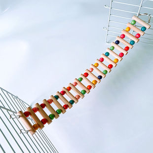 仓鼠鹦鹉用品啃咬玩具吊桥秋千站杠站架木质爬梯索道吊桥悬挂软桥