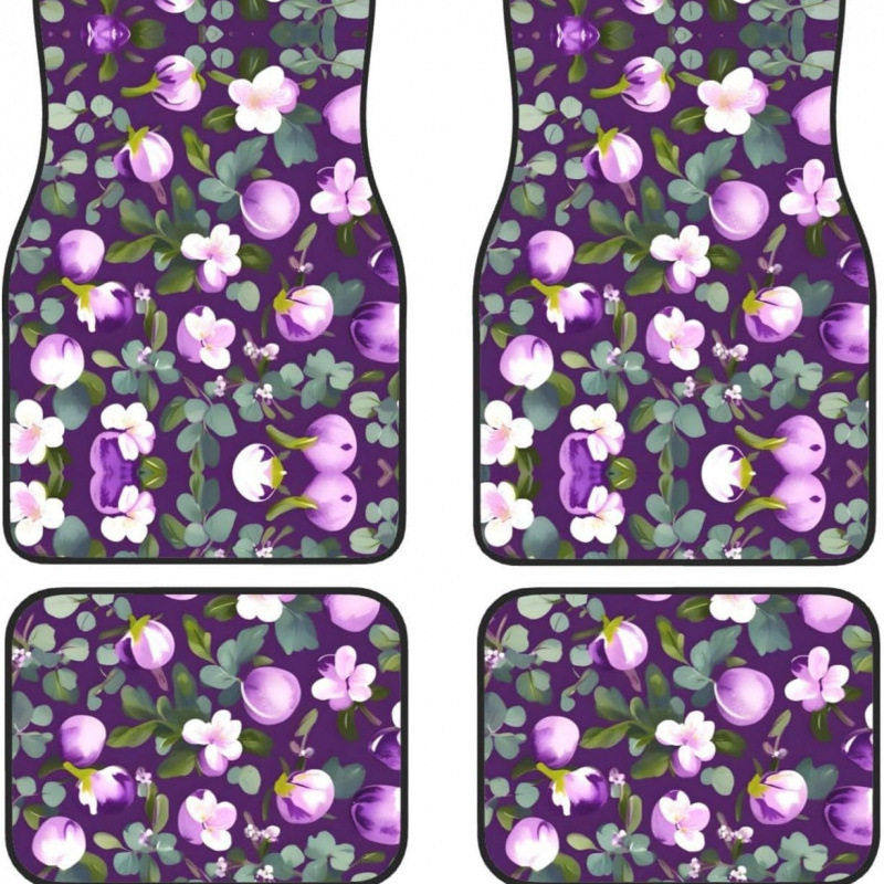 跨境亚马逊深色复古花卉水晶绒汽车装饰脚垫全套防滑耐脏通用脚垫,居家布艺,家用脚垫,淘宝优惠券,粉丝福利购,淘宝优惠卷