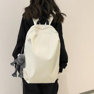 大容量书包女大学生情侣双肩包ins简约休闲健身运动褶皱背包男潮
