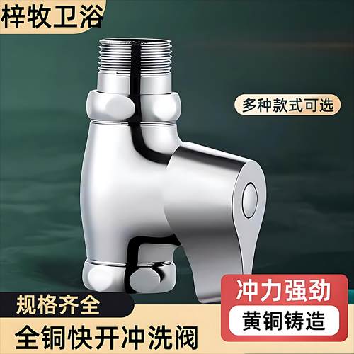 铜蹲便器冲水阀手按式快开大便
