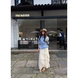 不规则荷叶边百分百人丝纱裙YY 新款 春季 783 YANG